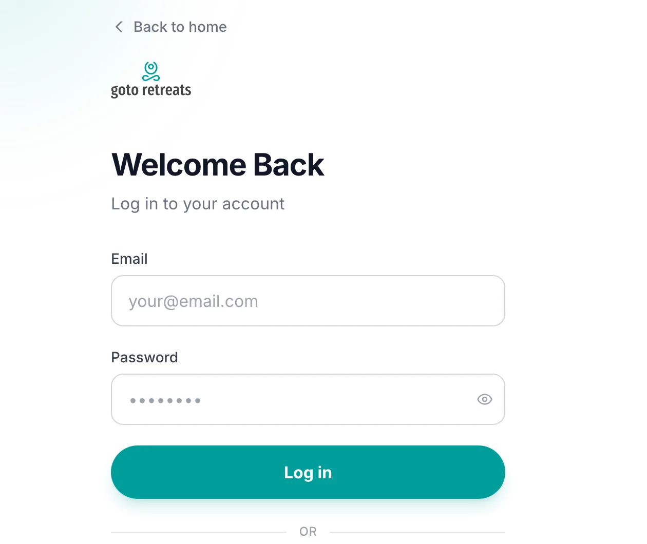 The login page